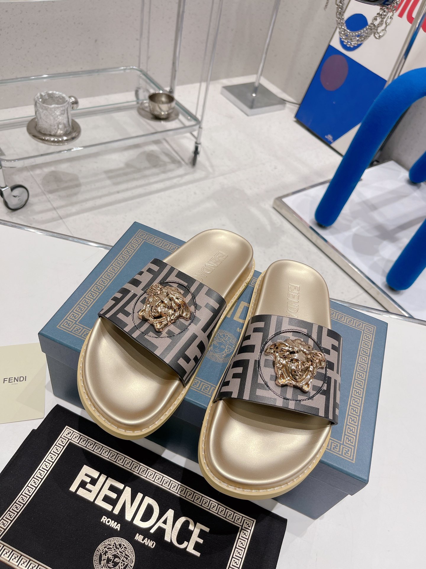 Men Women V*ersace Top slippers