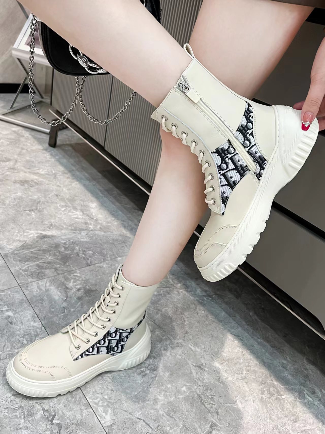 Women D*ior Top Boots Maikesneakers