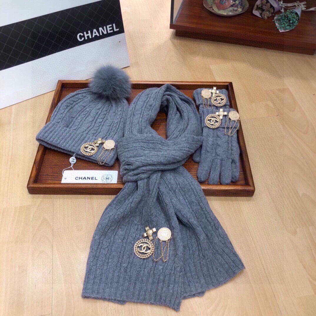 Women Hat+Gloves+The scarf